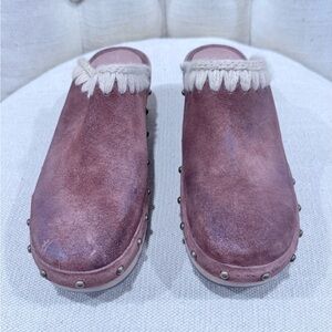 Antelope Mauve Suede Clogs with Stud Details